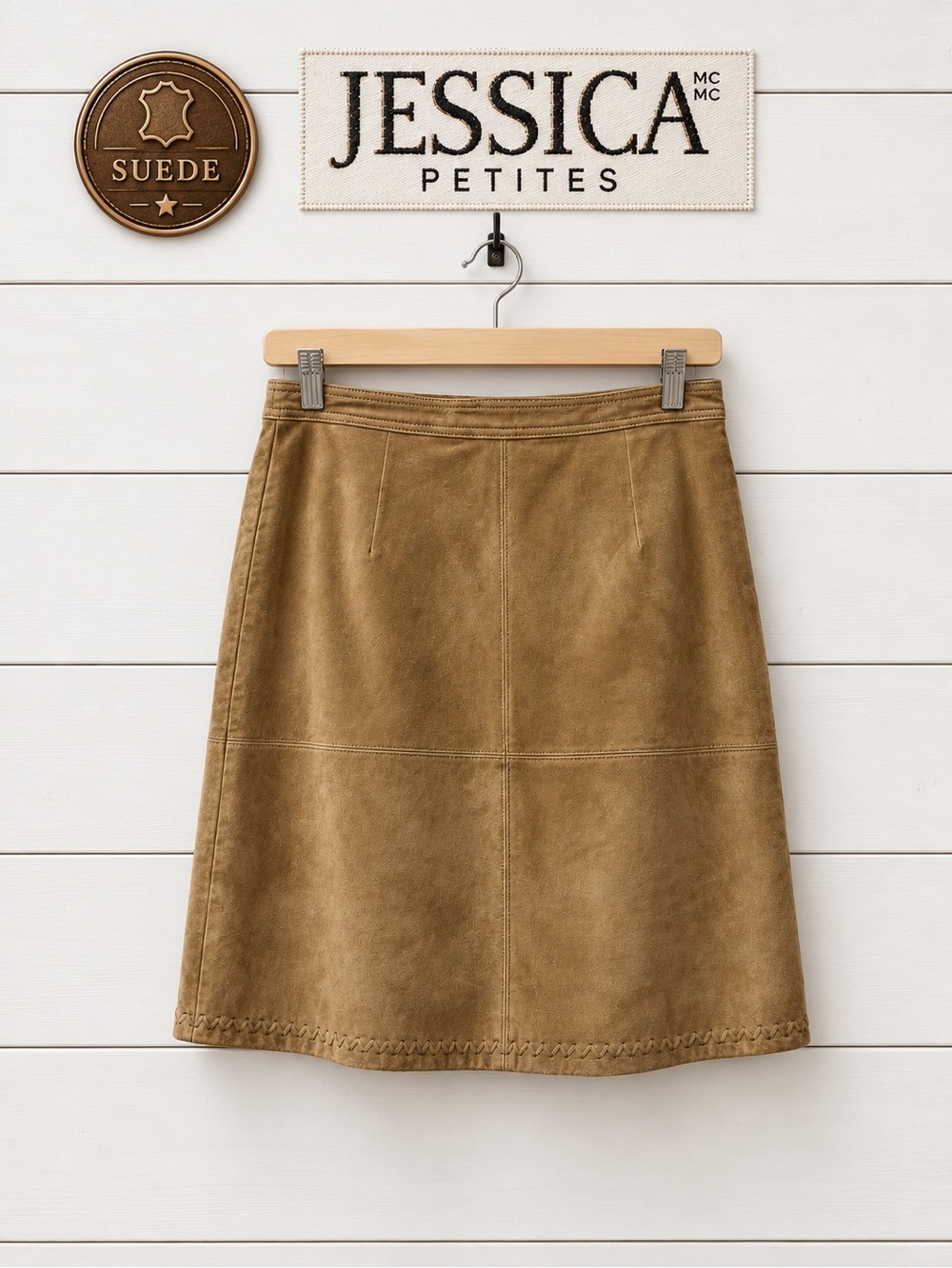 Jessica Petites Genuine Suede Skirt – Taupe – Size 14 Petite
